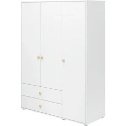 FLEXA Roomie Kleiderschrank Mit 3 Türen Und 2 Schubladen Weiß/eiche