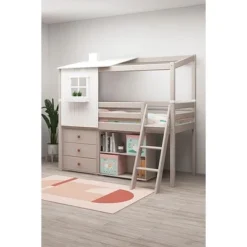 FLEXA Classic Halbhohes Bett Mit Halbem Baumhaus Aufsatz Grau Lasiert/weiß 13 FLEXA Classic Halbhohes Bett Mit Halbem Baumhaus Aufsatz Grau Lasiert/weiß -Kinder Haushaltswaren Geschäft k22851vgcqwaaupi09e3e7hs1h0v