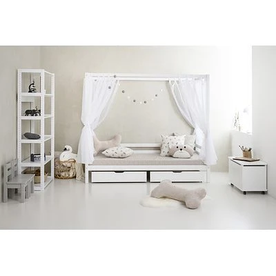 Hoppekids ECO Dream Himmelbett 90x200cm Mit 3/4 Absturzs. Und Kleiner Leiter Weiß 3 Hoppekids ECO Dream Himmelbett 90x200cm Mit 3/4 Absturzs. Und Kleiner Leiter Weiß – Bild 3