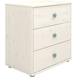 FLEXA Classic Kommode Mit 3 Schubladen Mattweiß/blau