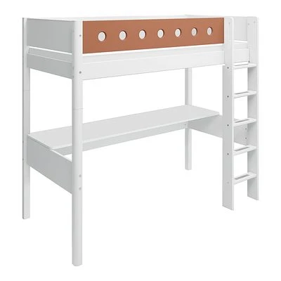 FLEXA White Hochbett Mit Schreibtisch 90x200 Cm Mit Senkrechter Leiter Weiß/rotviolett 3 FLEXA White Hochbett Mit Schreibtisch 90x200 Cm Mit Senkrechter Leiter Weiß/rotviolett – Bild 3