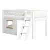 FLEXA White Halbhohes Bett Mit Schrägleiter Und Baumhaus Panelen Weiß/Eiche