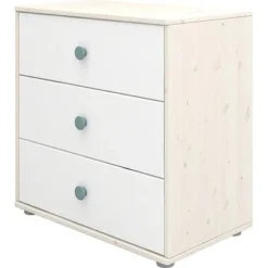 FLEXA Classic Kommode Mit 3 Schubladen Mattweiß/Lack Weiß/blau -Kinder Haushaltswaren Geschäft kthkwqtgjpbgawin4dhuzv9zifle