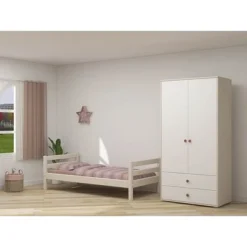 FLEXA Classic Kleiderschrank Mit 2 Türen U. 2 Schubladen Mattweiß/Lack Weiß/rosa -Kinder Haushaltswaren Geschäft kwawuek6zvfxdvkjxdu8771syw6b