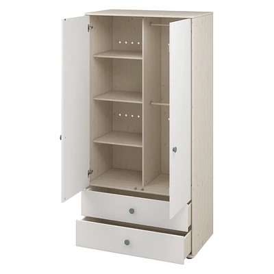 FLEXA Classic Kleiderschrank Mit 2 Türen U. 2 Schubladen Mattweiß/Lack Weiß/blau 8 FLEXA Classic Kleiderschrank Mit 2 Türen U. 2 Schubladen Mattweiß/Lack Weiß/blau – Bild 8