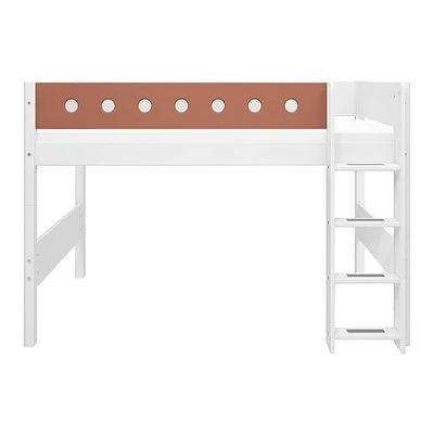 FLEXA White Mittelhohes Bett 90x200 Cm Mit Senkrechter Leiter Weiß/rotviolett 2 FLEXA White Mittelhohes Bett 90x200 Cm Mit Senkrechter Leiter Weiß/rotviolett – Bild 2