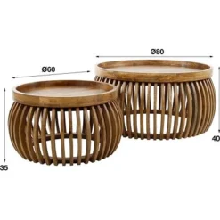 Rubjerg Design Couchtisch 2er Set Tweak Curve Ø80/Ø60cm Mangoholz Massiv Sandfarben -Kinder Haushaltswaren Geschäft lgqszvkmmzz6pfmmwepfquf9ga2v