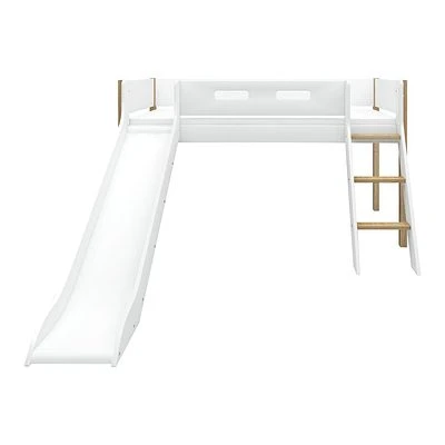 FLEXA Nor Halbhohes Bett Mit Schrägleiter Und Rutsche Weiß/eiche 2 FLEXA Nor Halbhohes Bett Mit Schrägleiter Und Rutsche Weiß/eiche – Bild 2