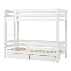 Hoppekids ECO Luxury Etagenbett Hoch 90x200cm Mit Lattenrost, Gerader Leiter Und 1/2 Absturzsicherung Weiß -Kinder Haushaltswaren Geschäft ltqlbeajafke7w7cjfo4owx186ta