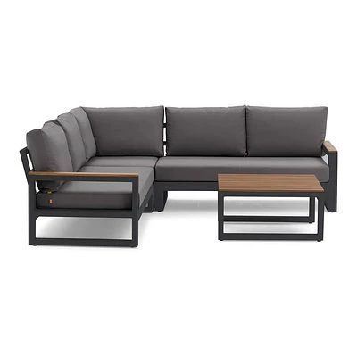 LIFE Soho Eck Lounge Set Lava/teak/mist Grey Soltex 2 LIFE Soho Eck Lounge Set Lava/teak/mist Grey Soltex – Bild 2