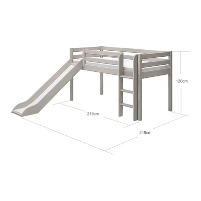 FLEXA Classic Halbhohes Bett Mit Senk. Leiter Und Rutsche Grau Lasiert 4 FLEXA Classic Halbhohes Bett Mit Senk. Leiter Und Rutsche Grau Lasiert – Bild 4