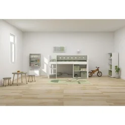 FLEXA White Halbhohes Bett 90x200 Cm Mit Senkrechter Leiter Weiß/grün -Kinder Haushaltswaren Geschäft maepxtqkzdtk1vuugk89d6lu5y0g