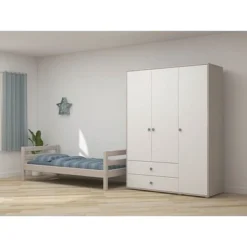 FLEXA Classic Kleiderschrank Mit 3 Türen U. 2 Schubladen Grau/Lack Weiß/blau -Kinder Haushaltswaren Geschäft mg3hko7lihjgfdbd074spwsi2dlr