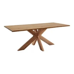 LifeConcept Esstisch 240x100cm Zerreiche Baumkante (3cm) Natur Geölt Mit Holz Spider-Gestell