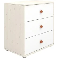 FLEXA Classic Kommode Mit 3 Schubladen Mattweiß/Lack Weiß/rosa