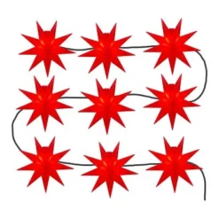 DecoTrend Sterntaler Fenstersternenkette Ø11,5cm 9 Sterne Trafo In- Und Outdoor Rot