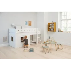 FLEXA White Halbhohes Bett Mit Senkrechter Leiter Und Baumhaus Panelen Weiß -Kinder Haushaltswaren Geschäft mygncllkmxm3pj1g1785y4br2yfk
