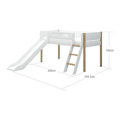 FLEXA Nor Halbhohes Bett Mit Schrägleiter Und Rutsche Weiß/eiche 4 FLEXA Nor Halbhohes Bett Mit Schrägleiter Und Rutsche Weiß/eiche – Bild 4