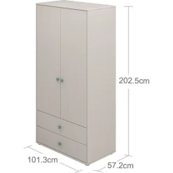 FLEXA Classic Kleiderschrank Mit 2 Türen U. 2 Schubladen Grau/blau -Kinder Haushaltswaren Geschäft nb540gj46f897ursviuq5dgnc1j4