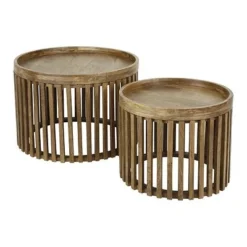 Rubjerg Design Couchtisch Set Tweak Ø65cm/Ø50cm Mangoholz Massiv Sandfarben -Kinder Haushaltswaren Geschäft nd34lcifz5t4fee8ge8i2vhka31m