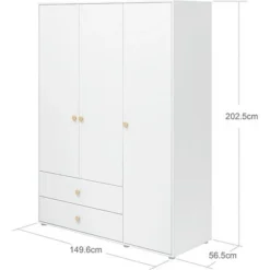 FLEXA Roomie Kleiderschrank Mit 3 Türen Und 2 Schubladen Weiß/eiche -Kinder Haushaltswaren Geschäft nkddpv7fw4hda6j61j24kccnsz3t