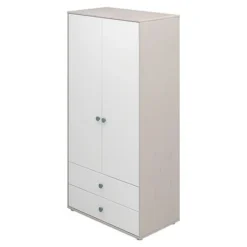 FLEXA Classic Kleiderschrank Mit 2 Türen U. 2 Schubladen Grau/Lack Weiß/blau -Kinder Haushaltswaren Geschäft nlls4w4sz6l6a7wg0w911t7zioad