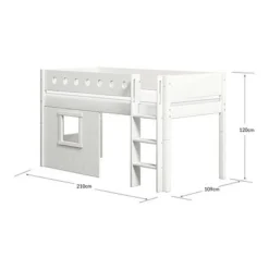 FLEXA White Halbhohes Bett Mit Senkrechter Leiter Und Baumhaus Panelen Weiß -Kinder Haushaltswaren Geschäft no0zv1s22iv3z9bg9thqnwr60w5p