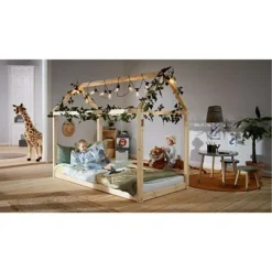 FLEXA Cottage Bett Holzhaus 90x200cm Natur -Kinder Haushaltswaren Geschäft noq2t1awnx5lysqimpdvom5jehwa