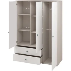 FLEXA Classic Kleiderschrank Mit 3 Türen U. 2 Schubladen Grau/Lack Weiß/blau -Kinder Haushaltswaren Geschäft nvy913s7jiedjjmbgs332hwr7bqm