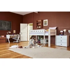 FLEXA White Halbhohes Bett Mit Senkrechter Leiter Weiß -Kinder Haushaltswaren Geschäft nyhogvhtoo8gkgsh24uelp62p5e8