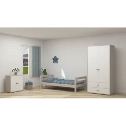 FLEXA Classic Kleiderschrank Mit 2 Türen U. 2 Schubladen Grau/Lack Weiß/blau -Kinder Haushaltswaren Geschäft o65sdzehlxkfs2ds0sjlud43tbw3