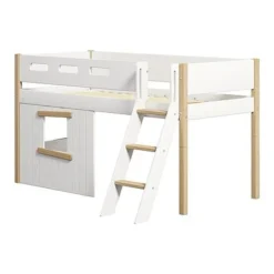 FLEXA Nor Halbhohes Bett Mit Schrägleiter Und Baumhaus Panelen Weiß/Eiche -Kinder Haushaltswaren Geschäft o9kl51tqn4c69xkmefyoiduy2u7j