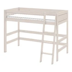 Lifetime Hochbett 152cm Mit Deluxe Lattenrost Absturzsicherung Streben Whitewash Schräge Leiter 461921-01W