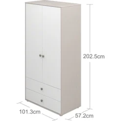 FLEXA Classic Kleiderschrank Mit 2 Türen U. 2 Schubladen Grau/Lack Weiß/grün -Kinder Haushaltswaren Geschäft p3at8ab64k55fumzrnu8v8r3670p