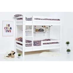 Hoppekids ECO Luxury Etagenbett Hoch 90x200cm Mit Lattenrost, Gerader Leiter Und 1/2 Absturzsicherung Weiß -Kinder Haushaltswaren Geschäft p45ujg6uizdhhgx47qg3adh3ct56