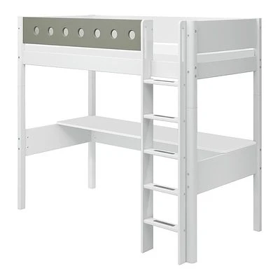 FLEXA White Hochbett Mit Schreibtisch 90x200 Cm Mit Senkrechter Leiter Weiß/grün 1 FLEXA White Hochbett Mit Schreibtisch 90x200 Cm Mit Senkrechter Leiter Weiß/grün