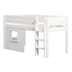 FLEXA White Halbhohes Bett Mit Senkrechter Leiter Und Baumhaus Panelen Weiß -Kinder Haushaltswaren Geschäft p82lzbwytd915a3fl95enkusf1wz