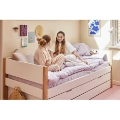 FLEXA Nor Bett 90x200cm Mit Ausziehbett Und 2 Schubladen Weiß/eiche -Kinder Haushaltswaren Geschäft ptbyb44n156oilka0s30dh8irhxk