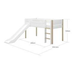 FLEXA Nor Halbhohes Bett Mit Senk. Leiter Und Rutsche Weiß/eiche -Kinder Haushaltswaren Geschäft q4g5cgbloirht0xh9nkg3begfazz