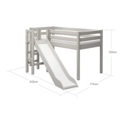 FLEXA Classic Halbhohes Bett Mit Plattform Und Rutsche Grau Lasiert -Kinder Haushaltswaren Geschäft qbid76nayau3itqco7tygaksw8mh