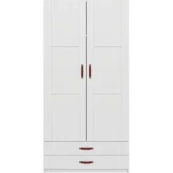 Lifetime Schrank 100cm Mit 2 Türen, 2 Böden Und 2 Schubladen Weiß Lackiert