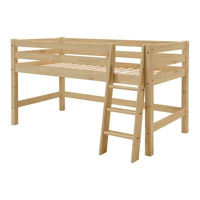 Infanskids Halbhohes Bett Mit Schrägleiter Natur Lackiert 90x200cm 302-10 1 Infanskids Halbhohes Bett Mit Schrägleiter Natur Lackiert 90x200cm 302-10