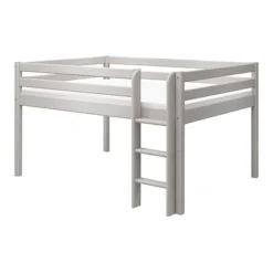 FLEXA Classic Halbhohes Bett 140x200cm Mit Senk. Leiter Grau Lasiert