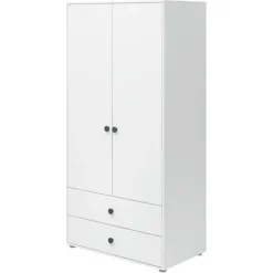 FLEXA Roomie Kleiderschrank Mit 2 Türen Und 2 Schubladen Weiß/dunkelgrün