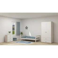 FLEXA Classic Kommode Mit 3 Schubladen Mattweiß/Lack Weiß/blau -Kinder Haushaltswaren Geschäft qs25vsu06fr9uhgg1p5csrwd2wws