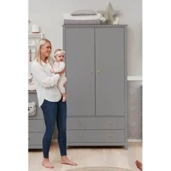FLEXA Luna Kleiderschrank Mit 2 Türen Und 2 Schubladen Grau -Kinder Haushaltswaren Geschäft qyndp1jg80blash3n62gh6glgr8z