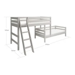 FLEXA Classic Mittelhohes Kombietagenbett Mit Schrägleiter Grau Lasiert -Kinder Haushaltswaren Geschäft r9o2d0im9bql99mywbu495nnncjy