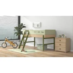 FLEXA Popsicle Halbhohes Bett Mit Schrägleiter Kiwi -Kinder Haushaltswaren Geschäft ritrxeio7xtz9gpxx64ir9e49m65