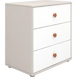 FLEXA Classic Kommode Mit 3 Schubladen Grau/Lack Weiß/rosa