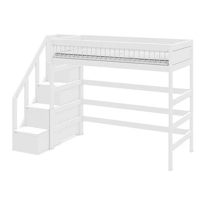 Lifetime Hochbett Mit Treppe Und Deluxe Lattenrost Absturzsicherung Streben Weiß Lackiert 1 Lifetime Hochbett Mit Treppe Und Deluxe Lattenrost Absturzsicherung Streben Weiß Lackiert